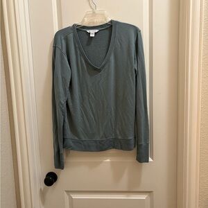 Athleta Sunrise V neck Sweatshirt Size Small Blue/green Athletic Yoga Comfy